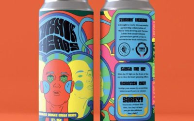 UV blacklight label on new craft beer can reveals hidden images